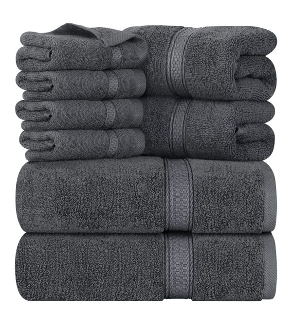 img-f1832bd4fc1c95f4889e55dbf3322264 Utopia Towels 8-Piece Premium Towel Set, 2 Bath Towels, 2 Hand Towels, and 4 Wash Cloths, 600 GSM 100% Ring Spun Cotton Highly Absorbent Towels for Bathroom, Gym, Hotel, and Spa (Grey)