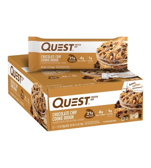 img-f18606e87d89ef5f90260f609cbae028 Quest Nutrition Chocolate Chip Cookie Dough Protein Bars, High Protein, Low Carb, Gluten Free, Keto Friendly, 12 Count