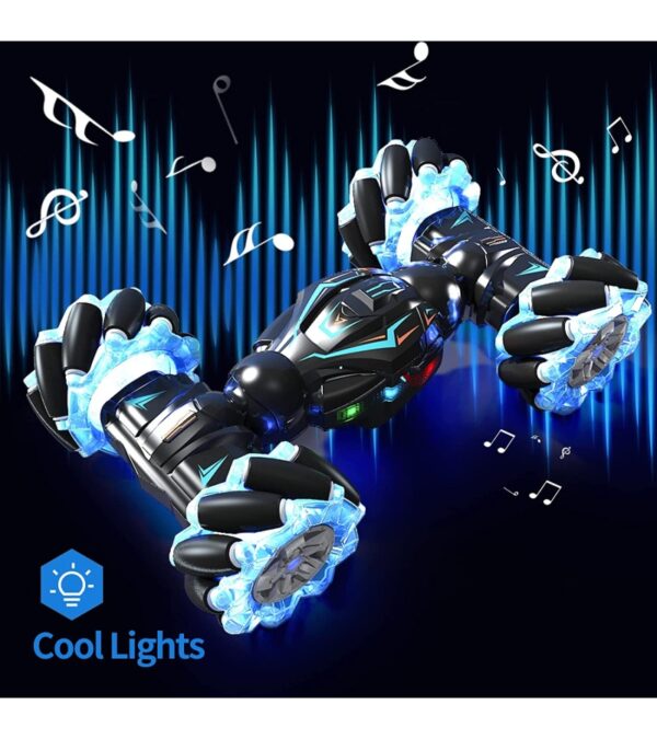 img-f2b169503dacecfa09ca0210cadc563b Deejoy RC Stunt Car, 2.4GHz 4WD Remote Control Gesture Sensor Toy Cars, Double Sided Rotating Off Road Vehicle 360° Flips with Lights Music, for Boys & Girls Birthday