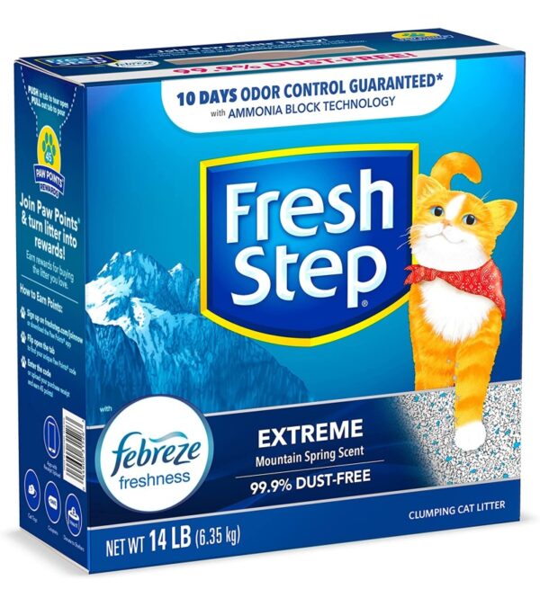 img-f2df61d2db9dfd782d6c08fcfbd05d7b Fresh Step Clumping Cat Litter, Extreme Odor Control, Mountain Spring Scent With Febreze, 14 lbs