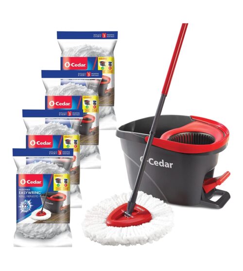 img-f58cc6ef562702aa36a3923d84a260f3 O-Cedar Easywring Microfiber Spin Mop & Bucket Floor Cleaning System with 4 Extra Refills
