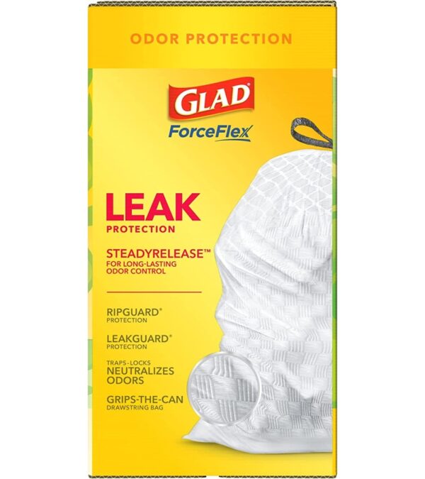 img-f982190a447cb12028369ba7e6aecf55 GLAD ForceFlex Tall Kitchen Drawstring Trash Bags, 13 Gallon White Trash Bag for Kitchen Trash Can, Gain Original Scent, Odor Shield, Odor Eliminator, Leak Protection, 110 Count