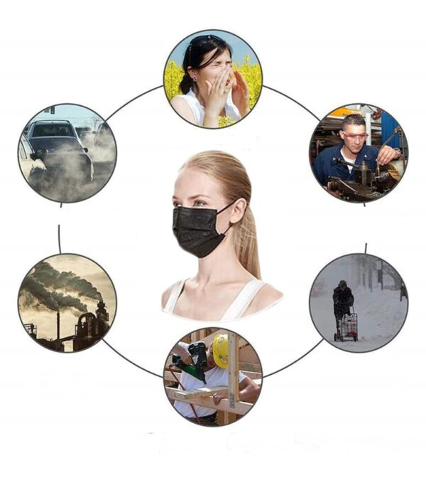 img-fb11c9428bf5264890f987f59bcb5a4a 100PCS 3 Ply Black Disposable Face Mask Filter Protection Face Masks