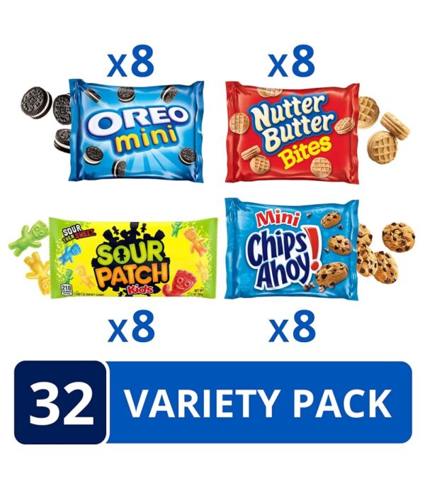 img-fb50d957db38e2c984c79710c6090044 OREO Mini Cookies, CHIPS AHOY Mini Cookies, SOUR PATCH KIDS Candy & Nutter Butter Bites Cookies & Candy Variety Pack, 32 Snack Packs