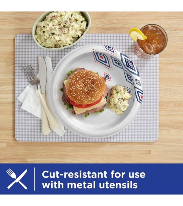 img-fcae29786f556bc2648eee958c50fa78 Dixie Paper Plates, 10 1/16 inch, Dinner Size Printed Disposable Plate, 44 Count (Pack of 5) , Packaging and Design May Vary