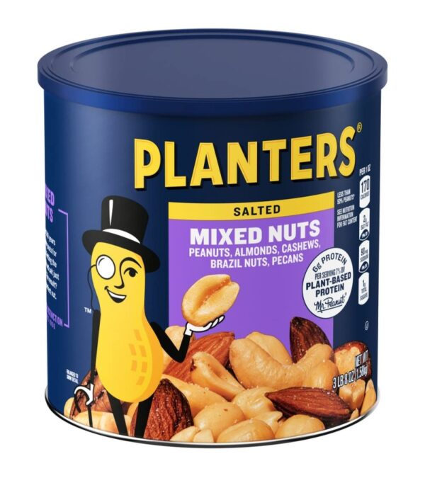 img-fcf7e70f43de11946af8ec5f6f93db31 Planters Mixed Nuts Less Than 50% Peanuts with Peanuts (Almonds, Cashews, Brazil Nuts, Pecans & Sea Salt, 3.0 lb Canister)
