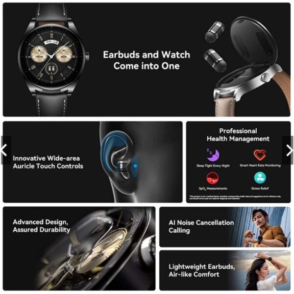 [Exclusive for New Users 0.99 ]：HW Watch Buds Smart Watch with Wireless Earphones