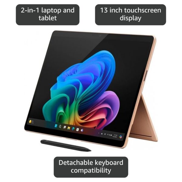 Version 1.0.0 Microsoft Surface Pro 2-in-1 Laptop/Tablet (2024), Windows 11 Copilot+ PC, 13" Touchscreen Display, Snapdragon X Plus (10 Core), 16GB RAM, 512GB Storage, Sapphire