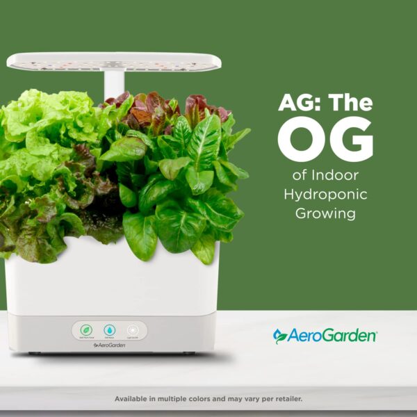 AeroGarden Harvest Lite in Cream, Soil-Free Indoor Hydroponic Garden with LED Grow Light for Year-Round Gardening of up to 6 Herbs and Vegetables